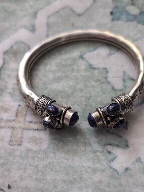 Lapis Metal Cuff Bracelet